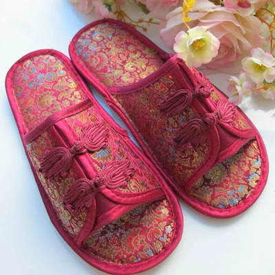 Dép khóa nổi bật Mùa xuân và mùa thu Trang chủ Cặp đôi Dép Craft Tang Triều Damask Dép Dép cưới cổ điển